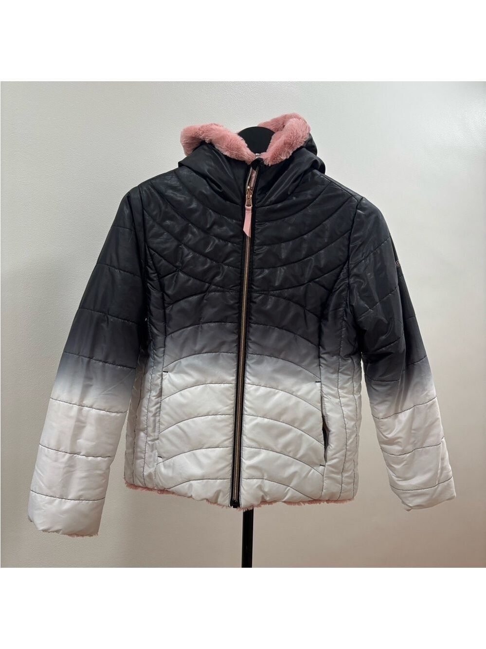 121. Pacific Trail Girls' Reversible to Faux Fur Tie-Dye Hooded Jacket
